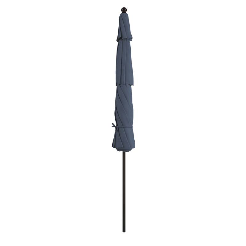 California Umbrella 11' Venture Series Patio Umbrella, Bronze Aluminum Pole Fiberglass Ribs Pulley Lift, Pacifica Pacific Blue