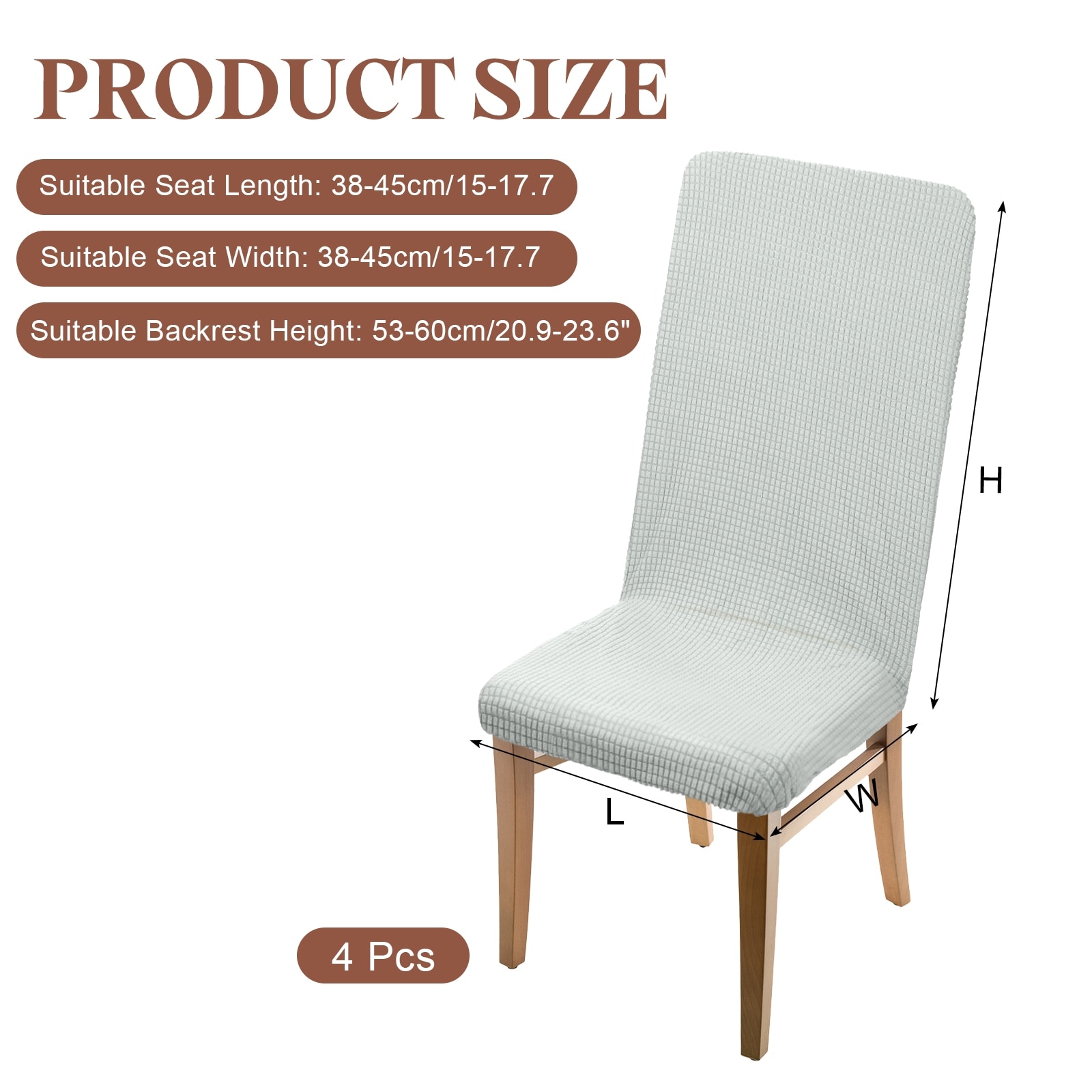 Dining Room Chair Cover, Soft Stretch Removable Parson Chair Slipcover Seat Protector Cover for Home Kitchen Hotel Restaurant