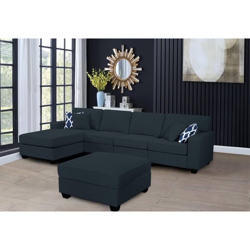 130'' Reversible Modular Sectional Sofa Couche With Ottoman