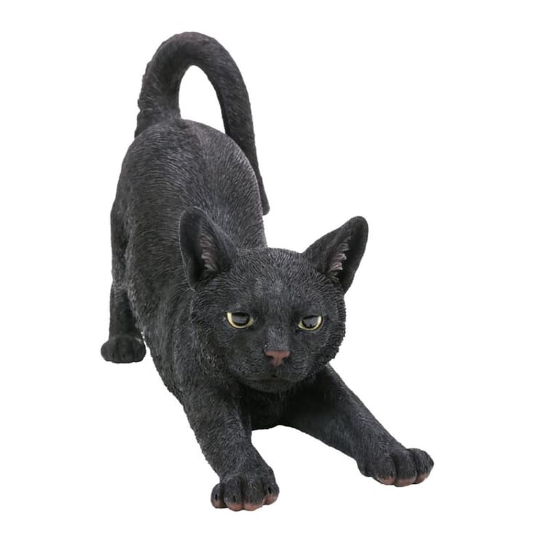 Stretching Cat Outdoor Garden Statue - 14.75"