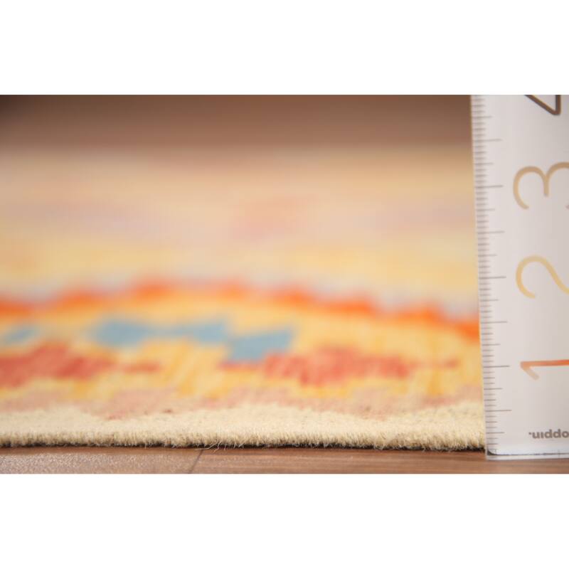 Hand Woven Oriental 100% Wool Carpet Southwestern Geometric Multi-Colored Kilim Area Rug - 6' 11'' X 5' 0''