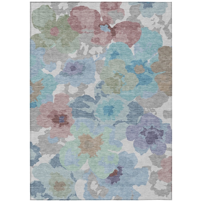 Machine Washable Indoor/ Outdoor Floral Bonnet Chantille Rug