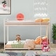 preview thumbnail 17 of 26, Modern Minimalist Metal Low Bunk Bed White - Twin over Twin