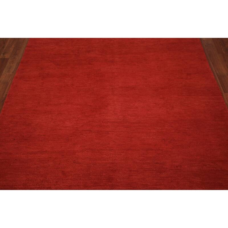 Modern Gabbeh Oriental Area Rug Handmade Red Wool Carpet - 5'2" x 7'9"