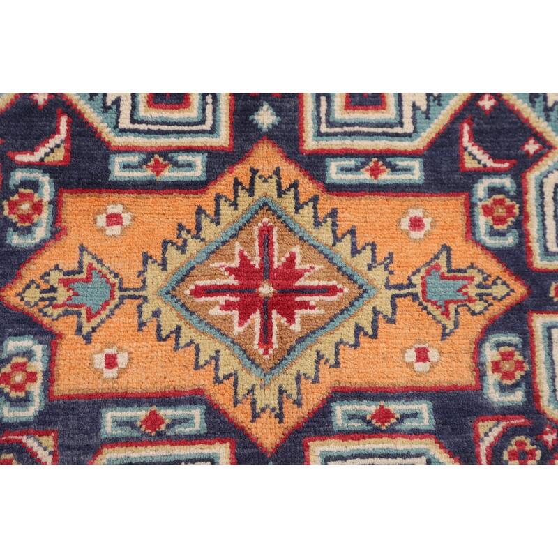 Kazak Area Rug Hand-Knotted Oriental Wool Carpet - 3'11" x 6'0"