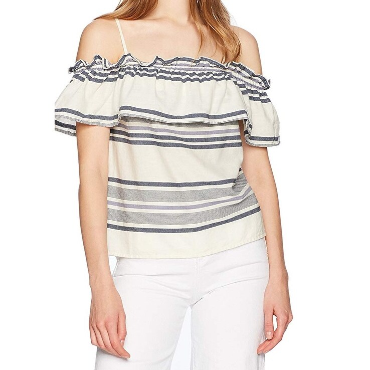 Splendid Womens Short/ One Shoulder S//s Ruffle Top