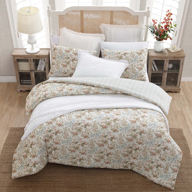 Laura Ashley Bramble Floral Cotton Reversible Comforter Set