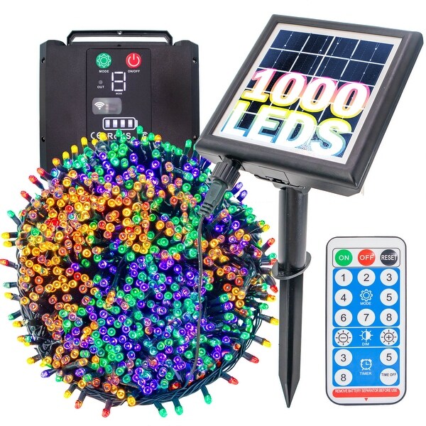 5 Star Deals Solar Christmas Tree Outdoor Lights 1000 LED 364ft RGB Multicolor Waterproof String Lights with Remote Timer 8 Modes Multi