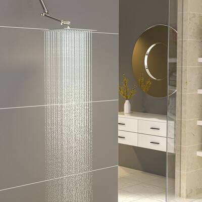Kichae Shower Head with Extension Arm - Square Rain Shower Head with 11 inch Adjustable Shower Extension Arm