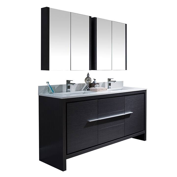 Solid Wood Bathroom Vanity with Mirror Medicine Cabinet