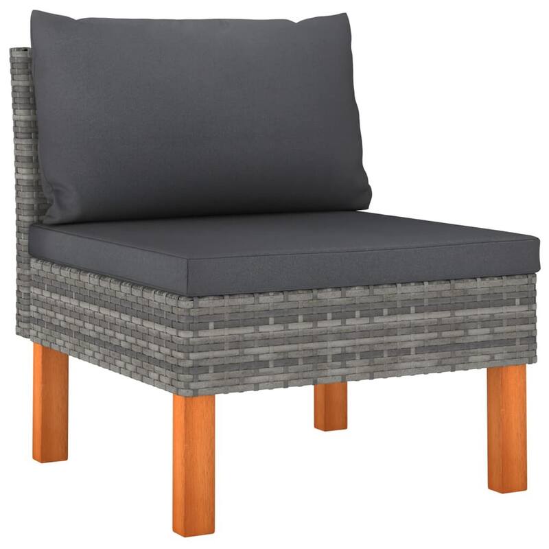 Feno 4pc Outdoor Modular Lounge Sofa Set, 2 Ottomans, Dark Gray Rattan