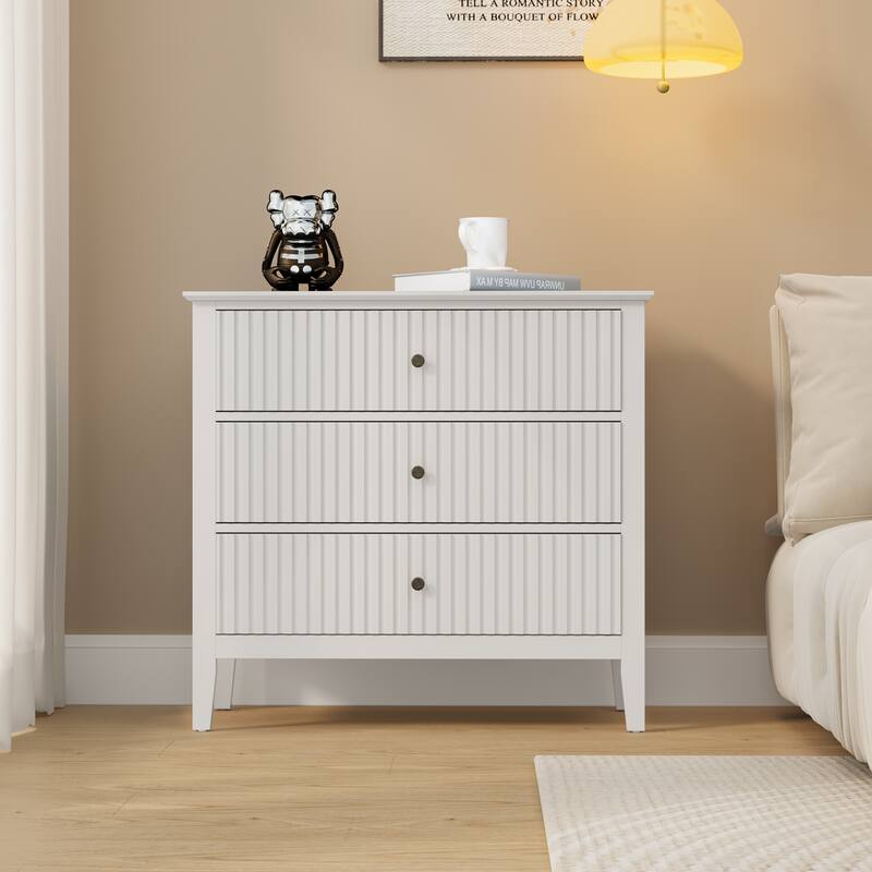 Fluted 3 Drawer Dresser for Bedroom