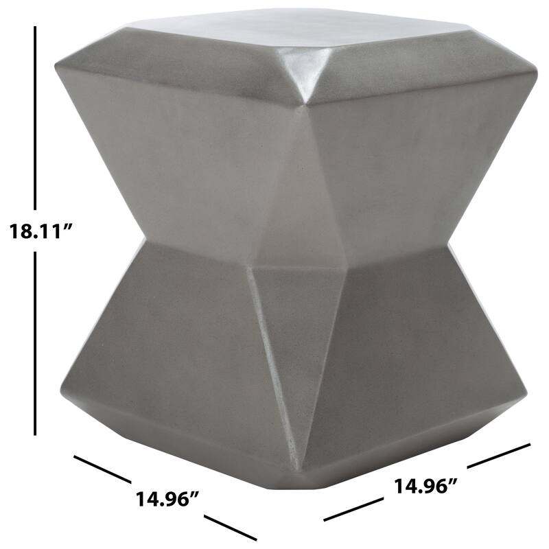 SAFAVIEH Outdoor Swaantje Concrete Accent Stool - 14.96" W x 14.96" L x 18.11" H - 15Wx15Dx18H