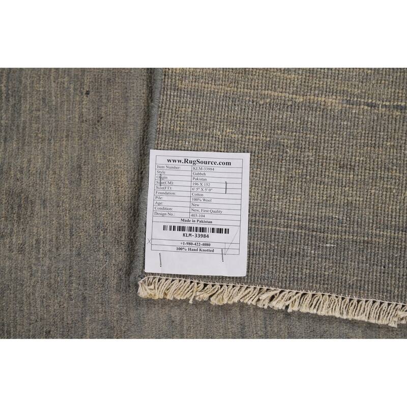 Modern Gray Blue Gabbeh Oriental Area Rug Handmade Wool Carpet - 5'0" x 6'5"