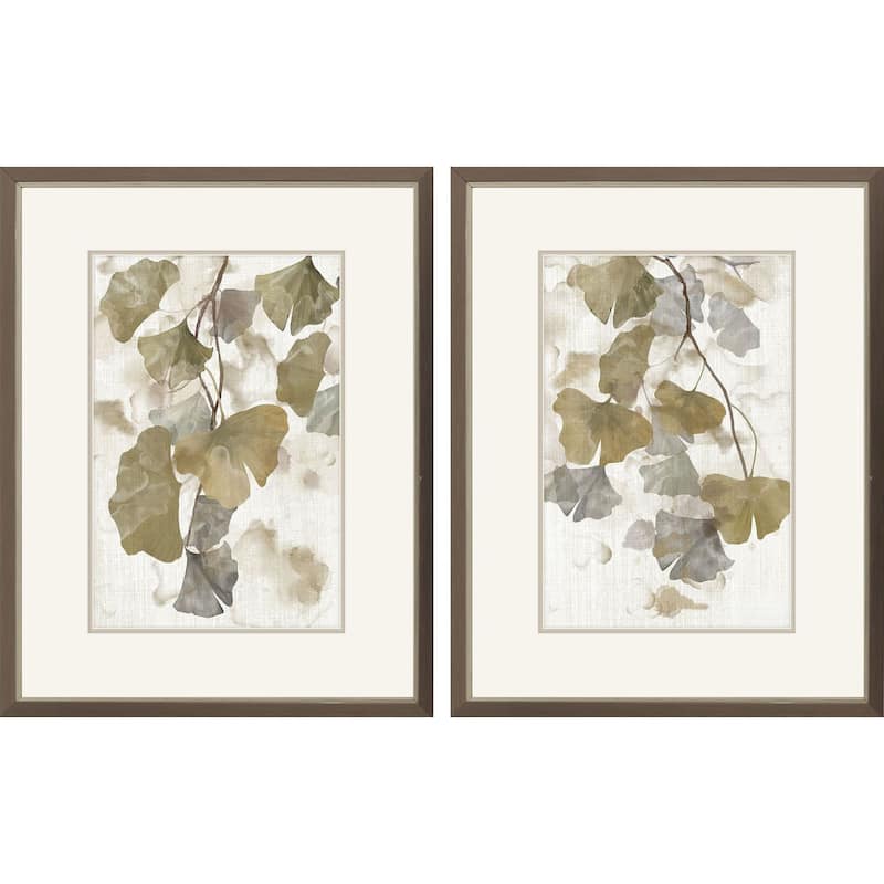 HomeRoots Set Of Two Gingko Accent Silver Framed Wall Art