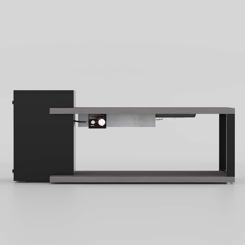 Outdoor Propane Fire Pit Table w/Hidden Tank Cabinet 50,000 BTU Gas Fire Table for Patio Deck CSA Certified