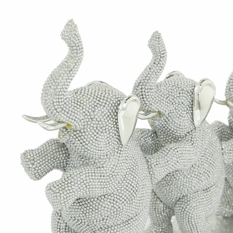 Polystone Elephant Decorative Sculpture - Silver - Roche River Decor