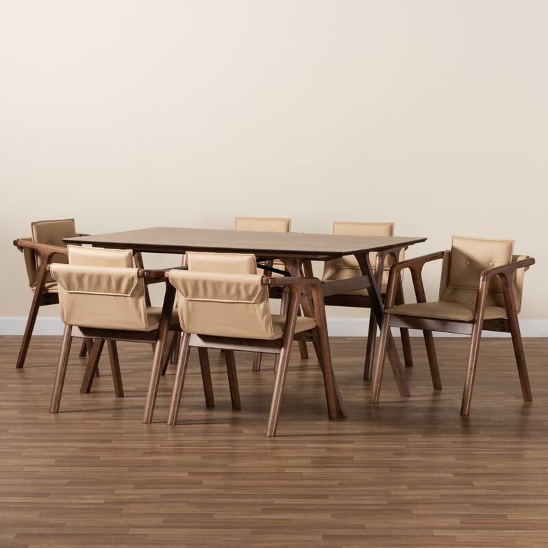 Marcena Mid-Century Modern 7-Piece Dining Set
