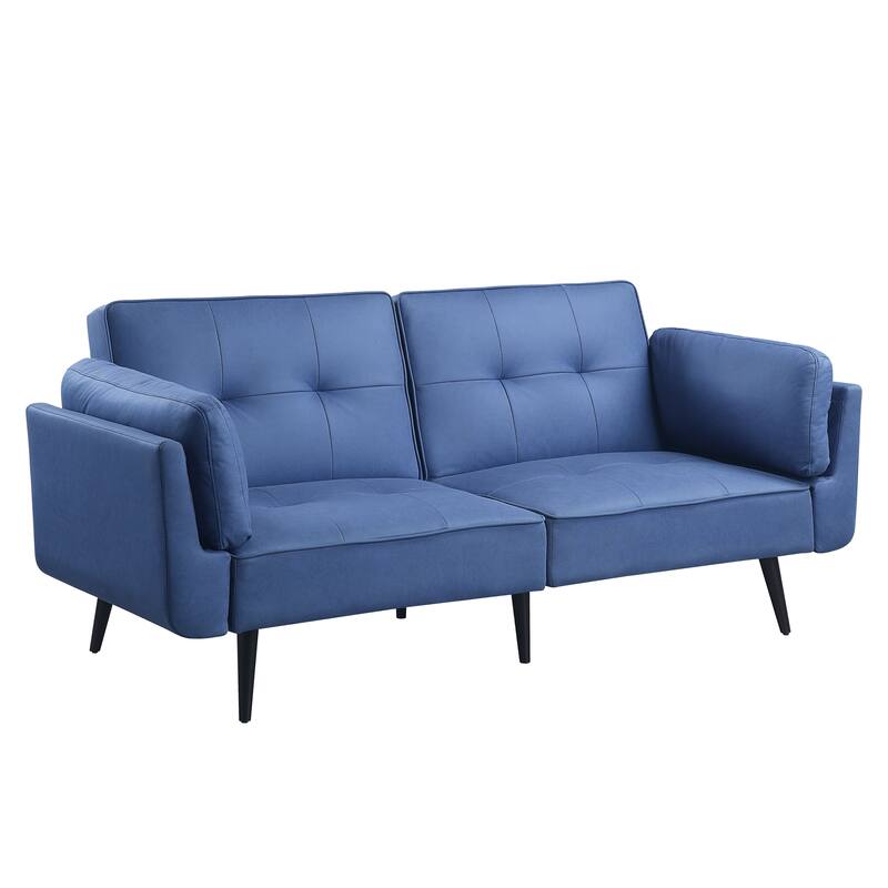 Blue Fabric Adjustable Sofa & Ottoman, 2 Pillows, 300lbs Capacity