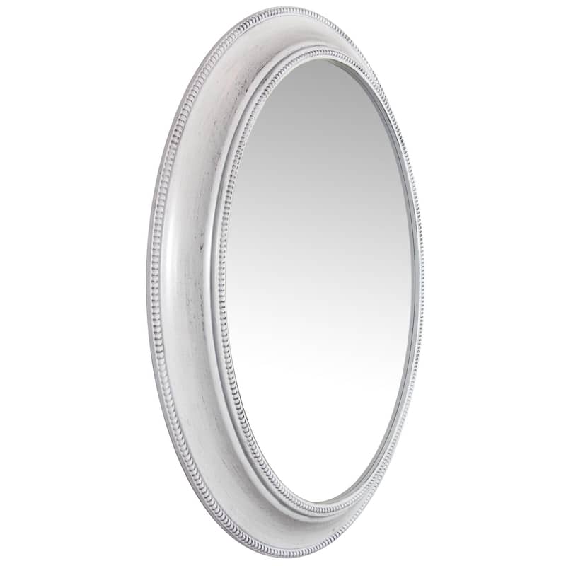Sonore White Oval Accented Decorative Wall Mirror - 30 x 2 x 24