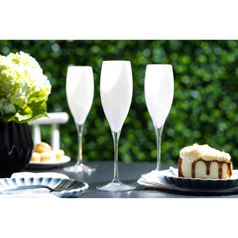 Majestic Gifts Inc. Glass Toasting Champagne Flutes-11 Oz.-Set/6-White