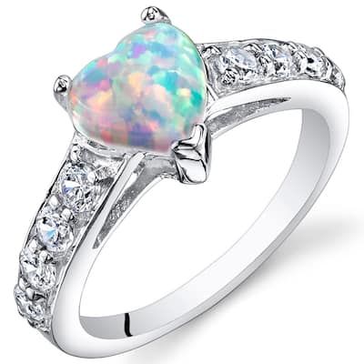Sterling Silver 1 ct White Opal Promise Ring