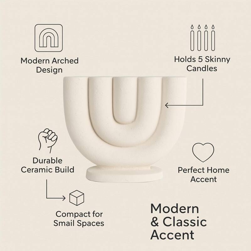 White Small Curved Candelabra for Skinny Candles Modern Home Accent