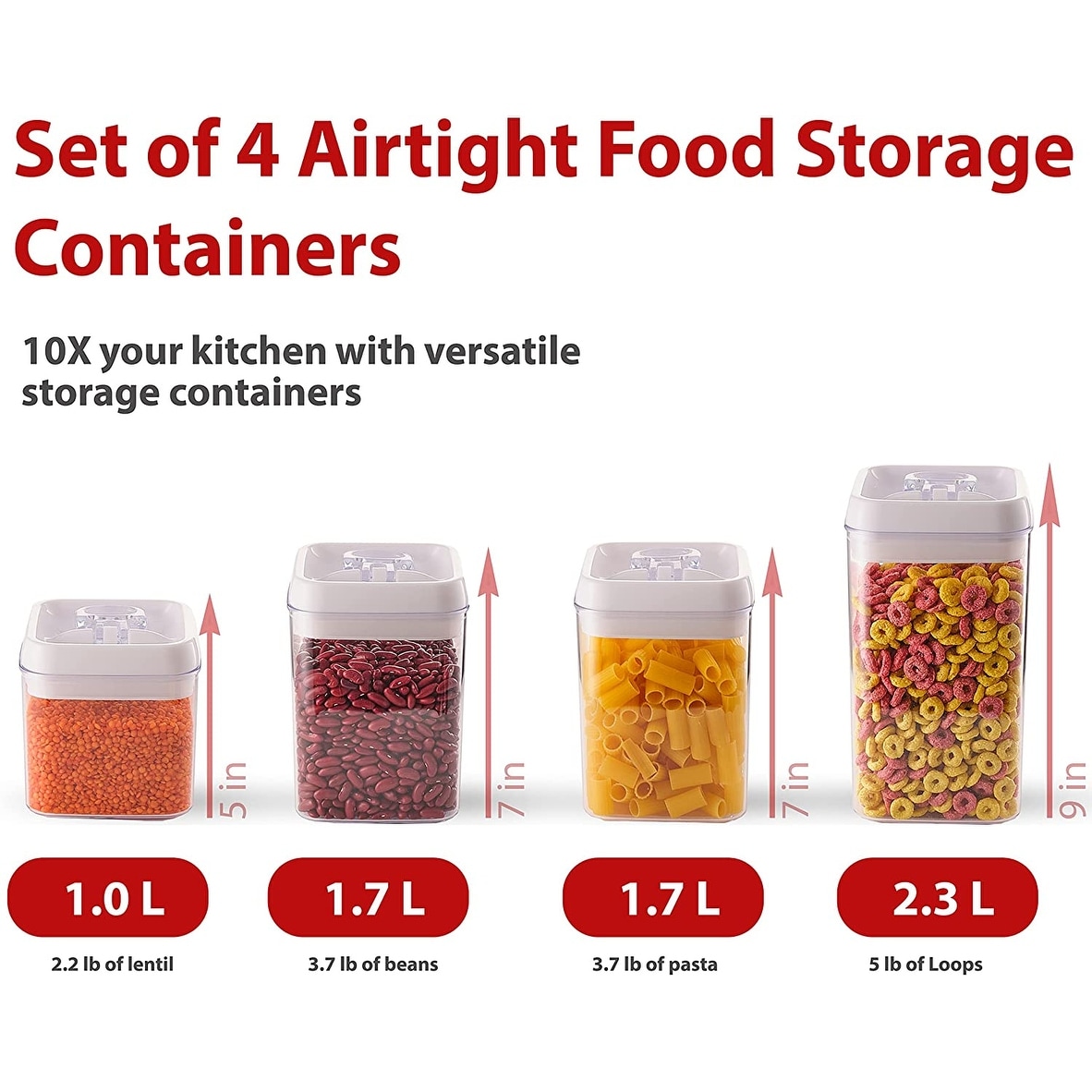 Airtight Food Storage Containers with Lids (2.3 L Each) SET OF 6