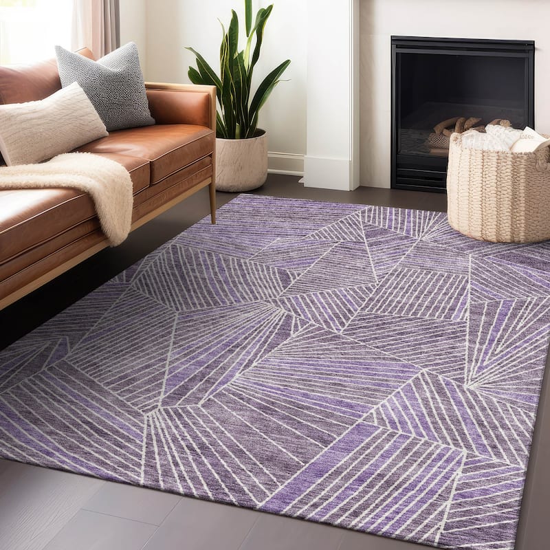 Machine Washable Indoor/ Outdoor Chantille Modern Mosaic Rug