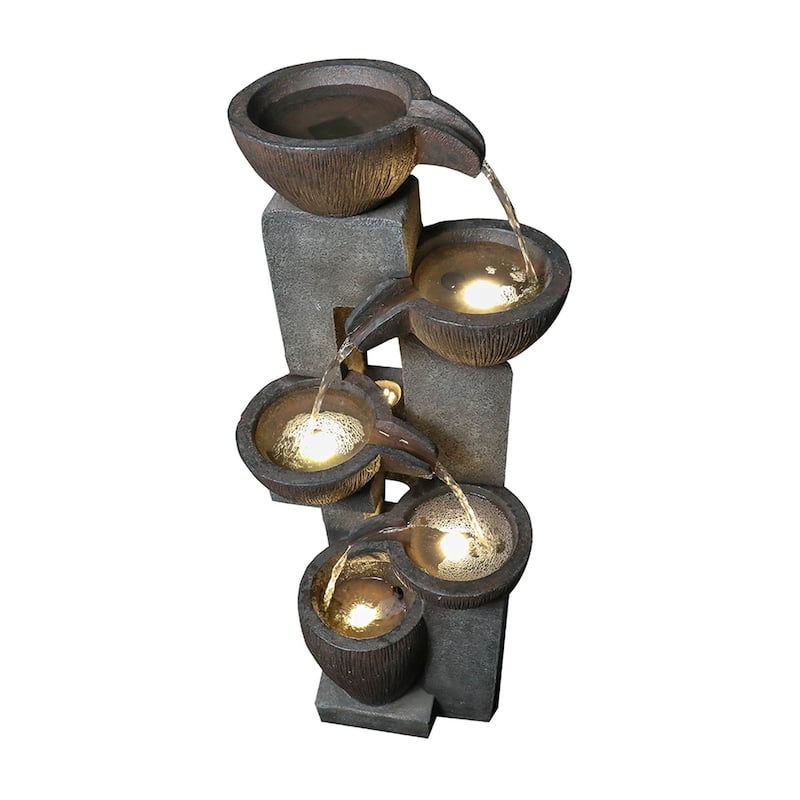 5-Tier Outdoor Water Fountain w/ Lights Water Feature