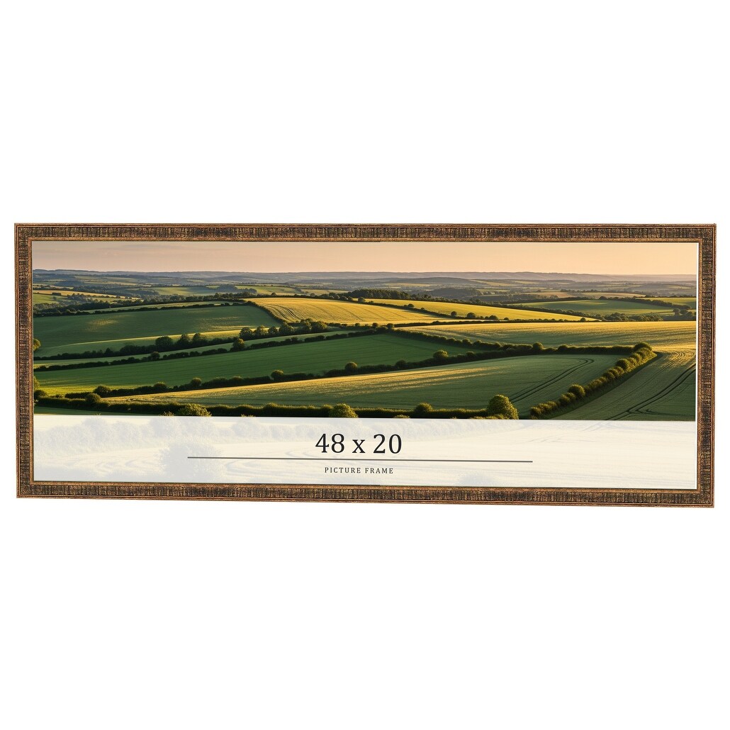 48x20 Frame Black Real Wood Picture Frame Kingsley Gold Distressed Photo Frame with UV Acrylic Foam Board Backing &