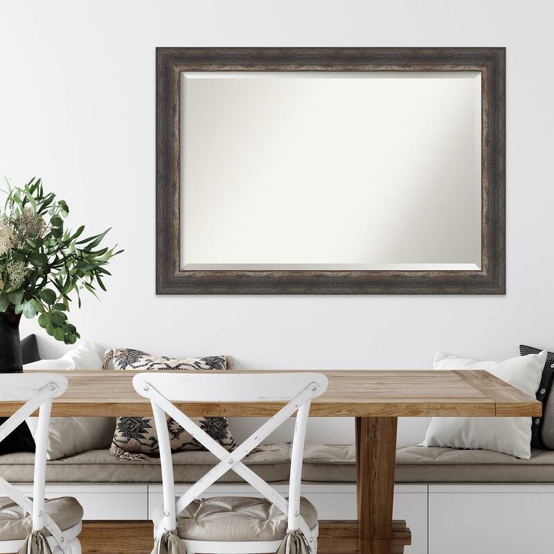 Beveled Wall Mirror - Bark Rustic Char Frame