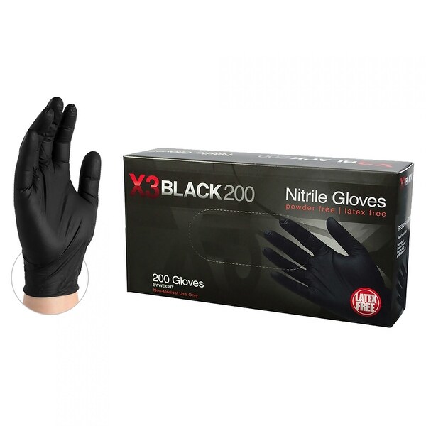 AMMEX BX3D Black Nitrile Industrial Latex Free Disposable Gloves (Box of 200)