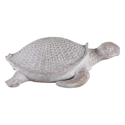 Resin Coastal Style Sea Turtle Sculpture with Woven Shell Texture