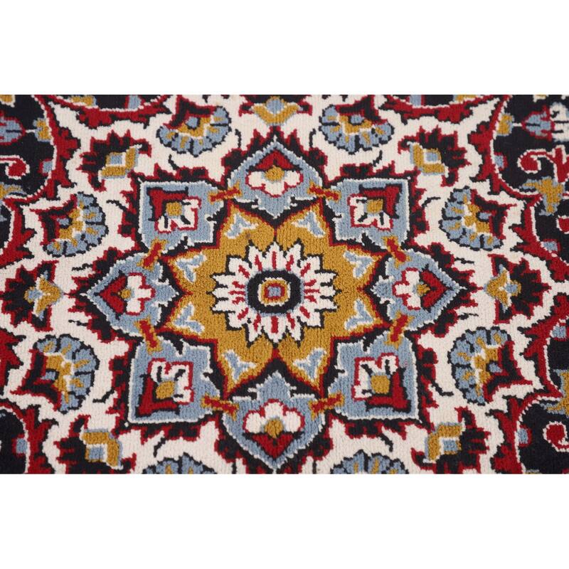 Traditional Red Kashan Turkish Area Rug Floral Machine-Made Carpet - 9'8" x 12'9"