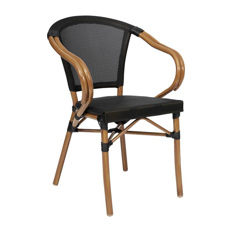 All-Weather Commercial Paris Chair with Arms and Metal Frame