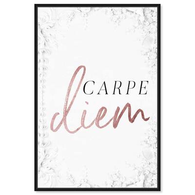 Carpe Diem Rose Gold Seize The Day Motivation Modern Pink Canvas Wall