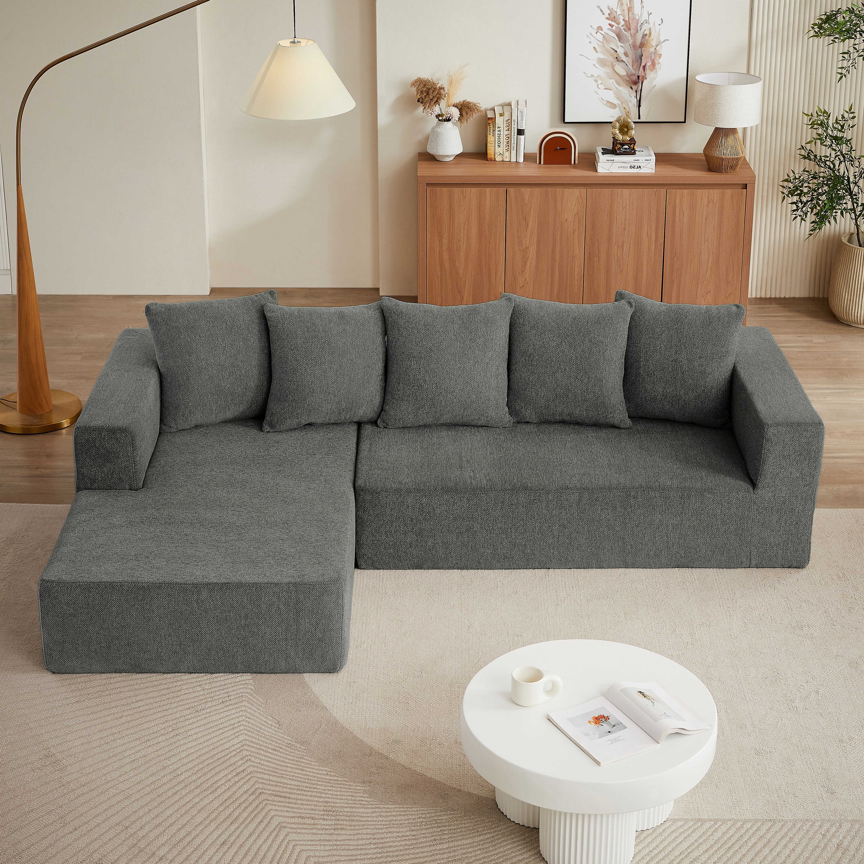 Chenille Modular L-Shaped Sofa, 4-Seater Comfort - Overstock