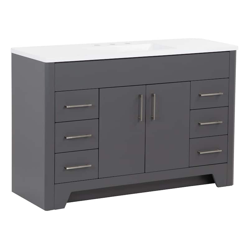 Spring Mill Cabinets Salil 48.5" Bathroom Vanity With Cabinet, 4 Drawers, and White Sink Top