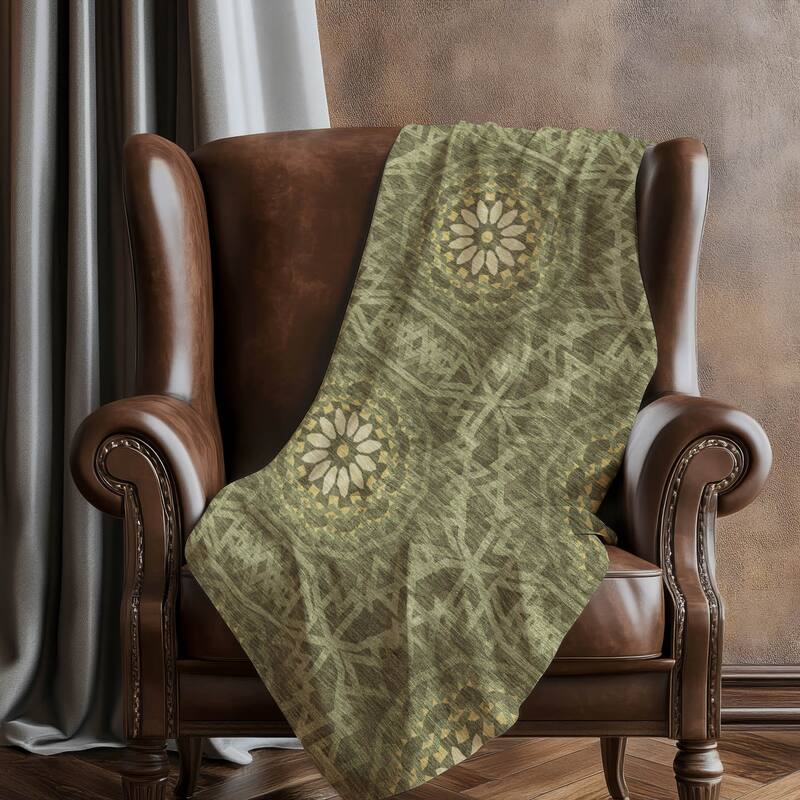 Premium Machine Washable Boho Suzani Sherpa Throw Blanket