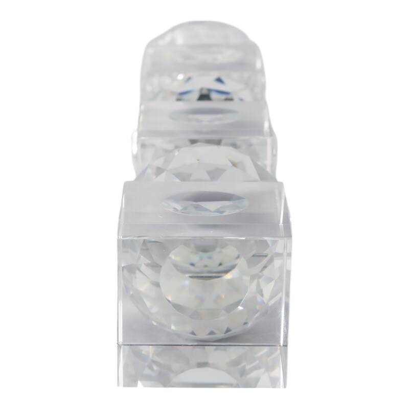 Crystal Glass Pillar and Taper Candle Holder Faceted Modern Design