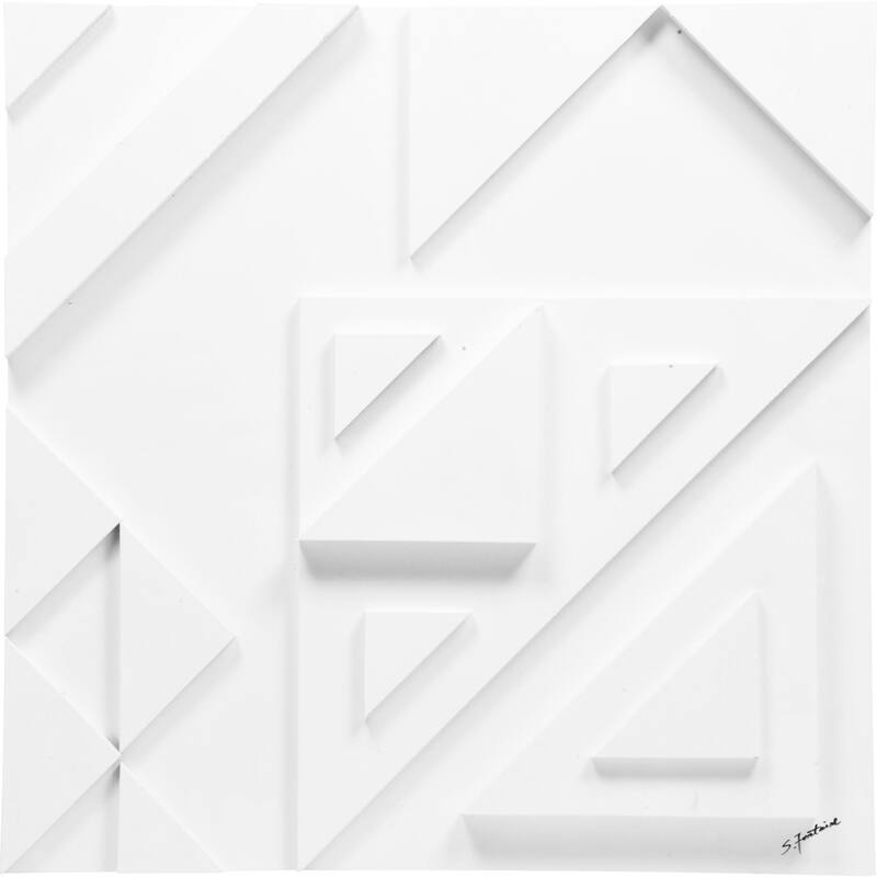 White 3 D Geometric Unframed Square Wall Decor 24" x 24"