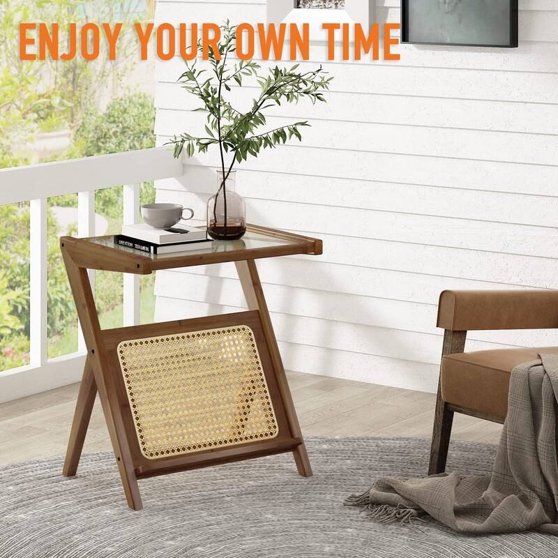 Rattan Side Table Boho End Table 10"D x 5"W x 5"H On Sale Bed