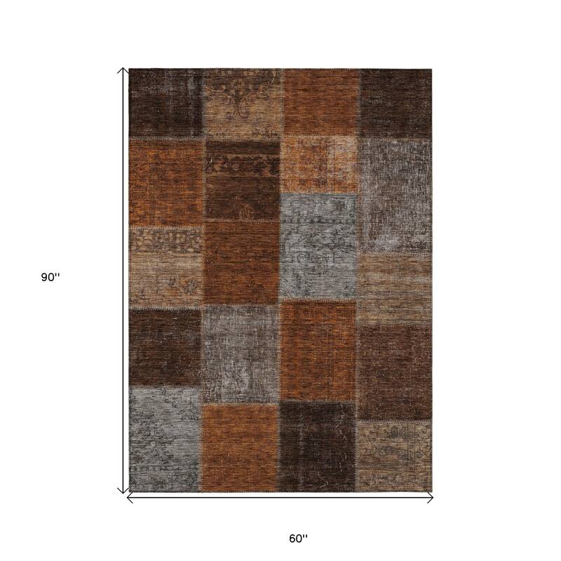 HomeRoots Patchwork Transitional Rectangle Outdoor Rug