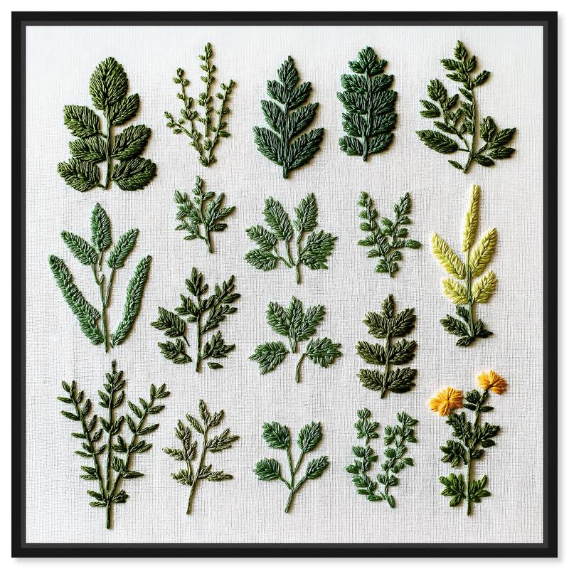 Stitched Sprout II Canvas by Art Remedy - Black - 24" x 24"