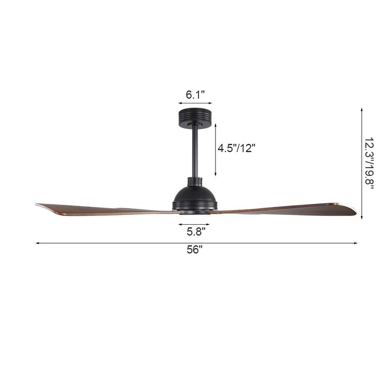 MLiAN 56" 4 Blades Indoor LED Ceiling Fan with Remite Control - 56 inch