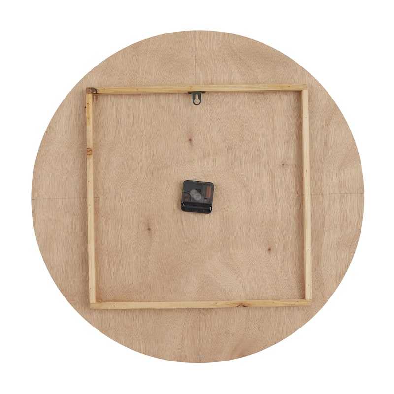 Wooden Round Decorative Wall Clock with Marble Side - Black or Brown - CosmoLiving by Cosmopolitan