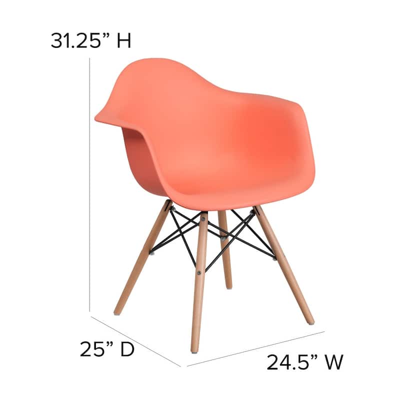 Plastic Chair with Arms and Wooden Legs