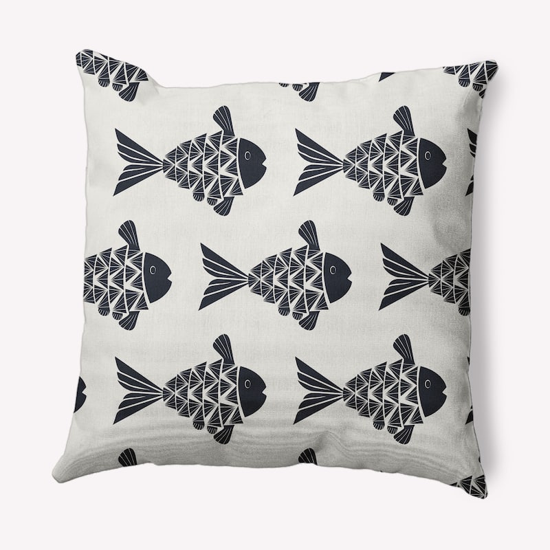 Fish Tales Nautical Decorative Indoor Pillow - Shark Blue - 16" x 16"