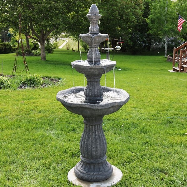 Sunnydaze Juniper 3-Tier Garden Water Fountain, 57 Inch ...